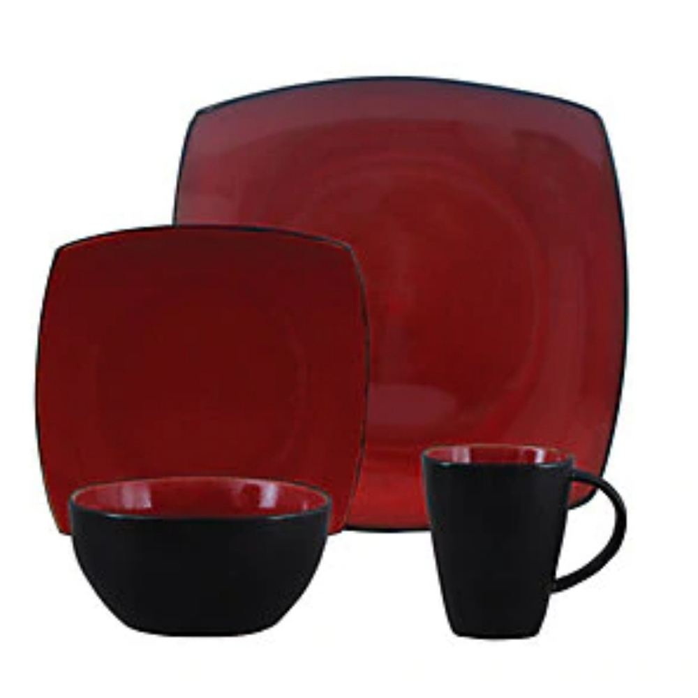 Gibson Soho red/black dishes set